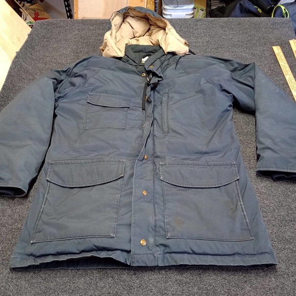 VINTAGE Eddie Bauer‎ Premium Goose Down Parka Jacket Adult Large Blue Chore Coat - Picture 1 of 12
